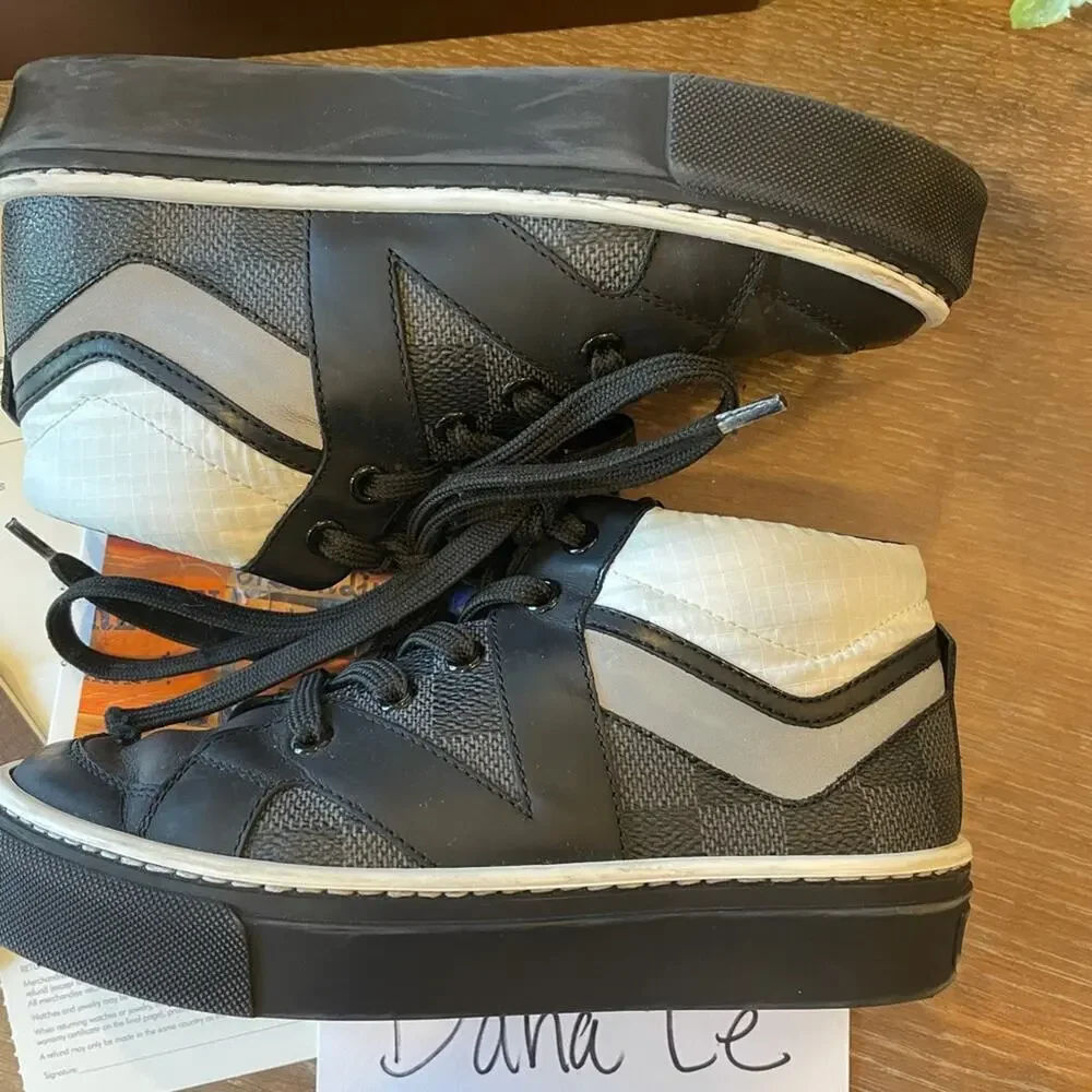 Louis Vuitton Boys Black Damier Designer Sneakers Shoes Youth size 12
